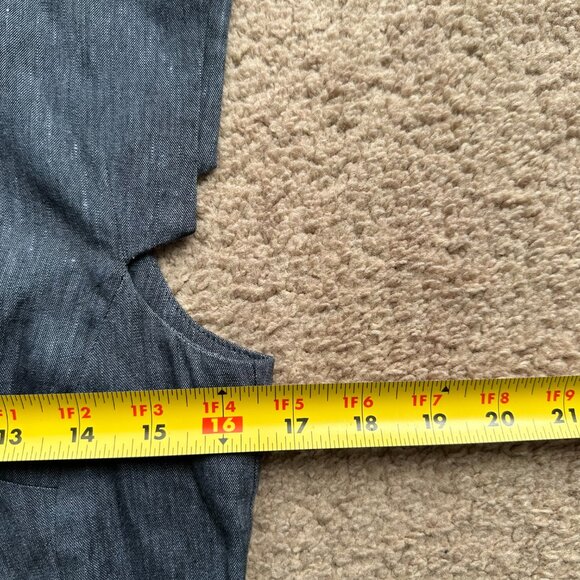 Ann Taylor Dress Womens 4 Petite Linen Blend Back Zip Blue Sleeveless - Picture 10 of 11